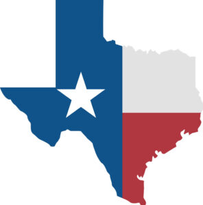 State of Texas with Texas flag on it